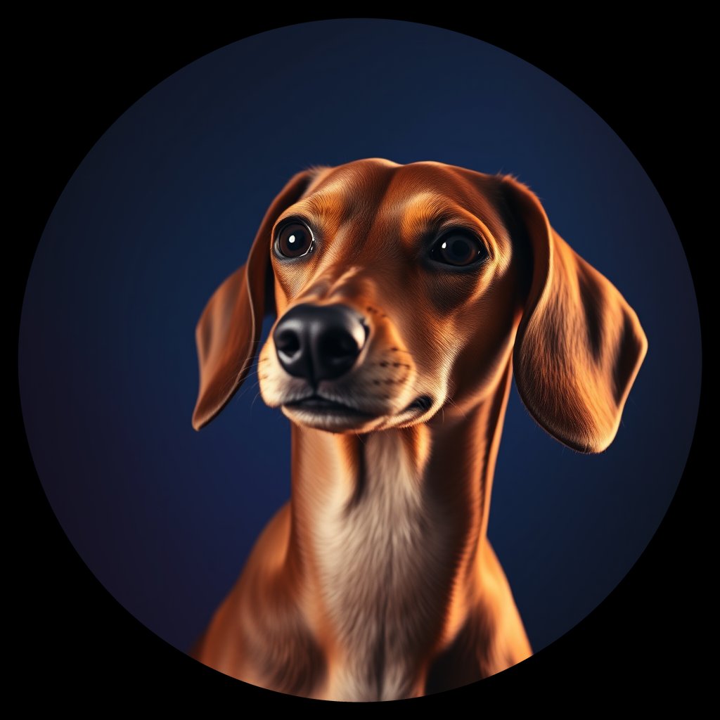 Cosmic medallion portrait of PFZ32C10_PFZ32C10, a Dachshund