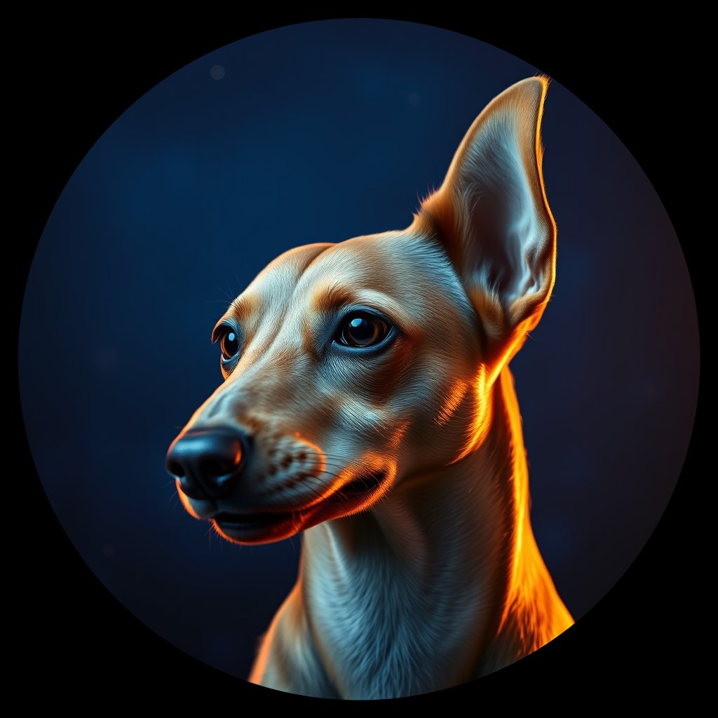 Cosmic medallion portrait of PFZ32D02_PFZ32D02, a Dachshund