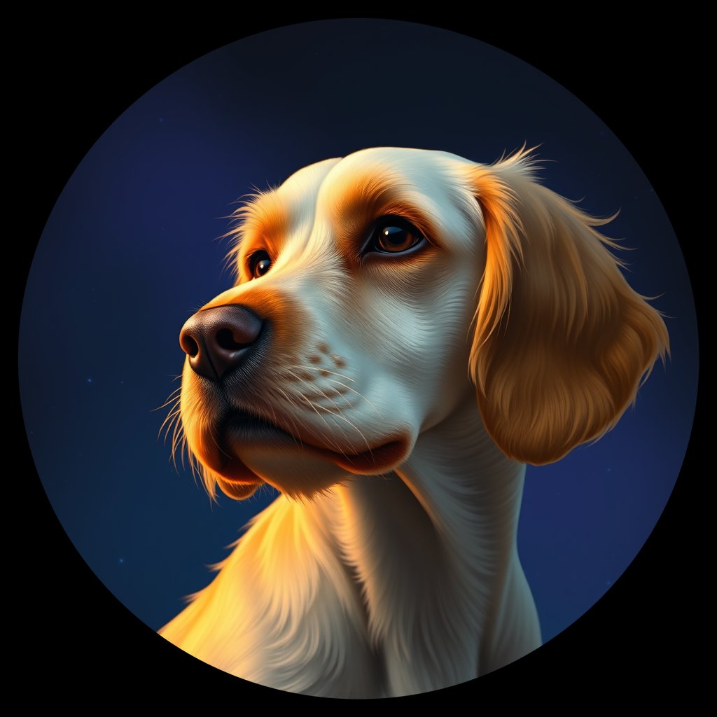 Cosmic medallion portrait of PFZ32D03_PFZ32D03, a American Cocker Spaniel
