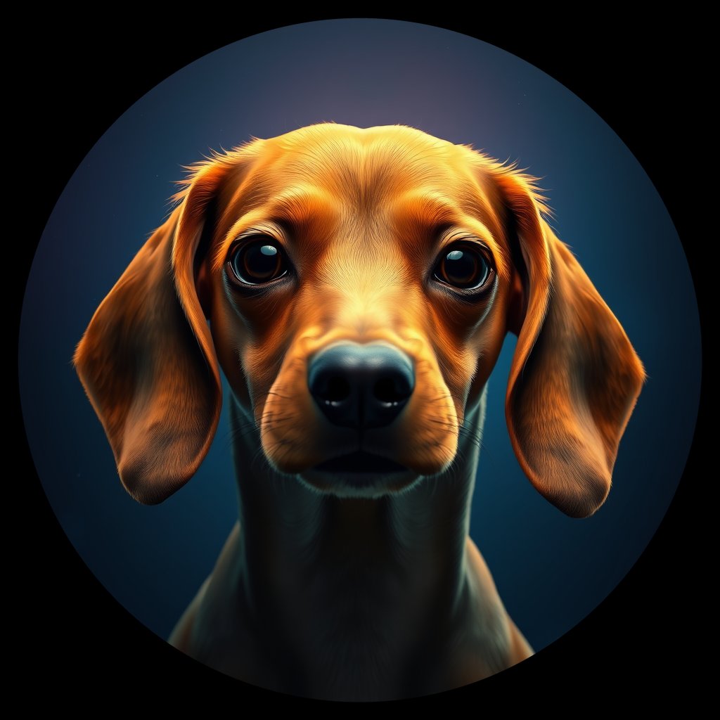 Cosmic medallion portrait of PFZ32D05_PFZ32D05, a Dachshund