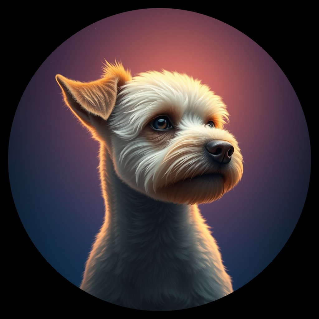 Cosmic medallion portrait of PFZ32D06_PFZ32D06, a Minature Poodle