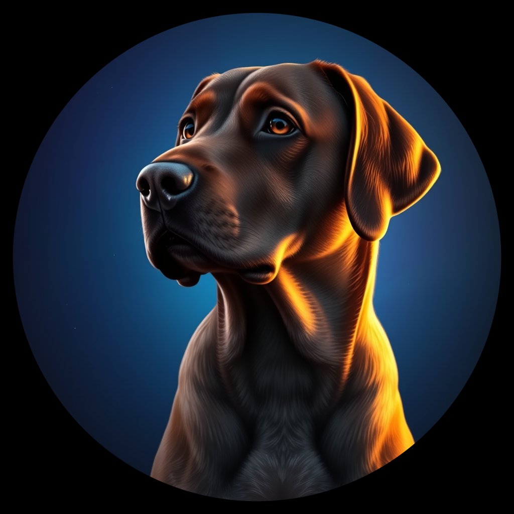 Cosmic medallion portrait of PFZ32D08_PFZ32D08, a Labrador Retriever