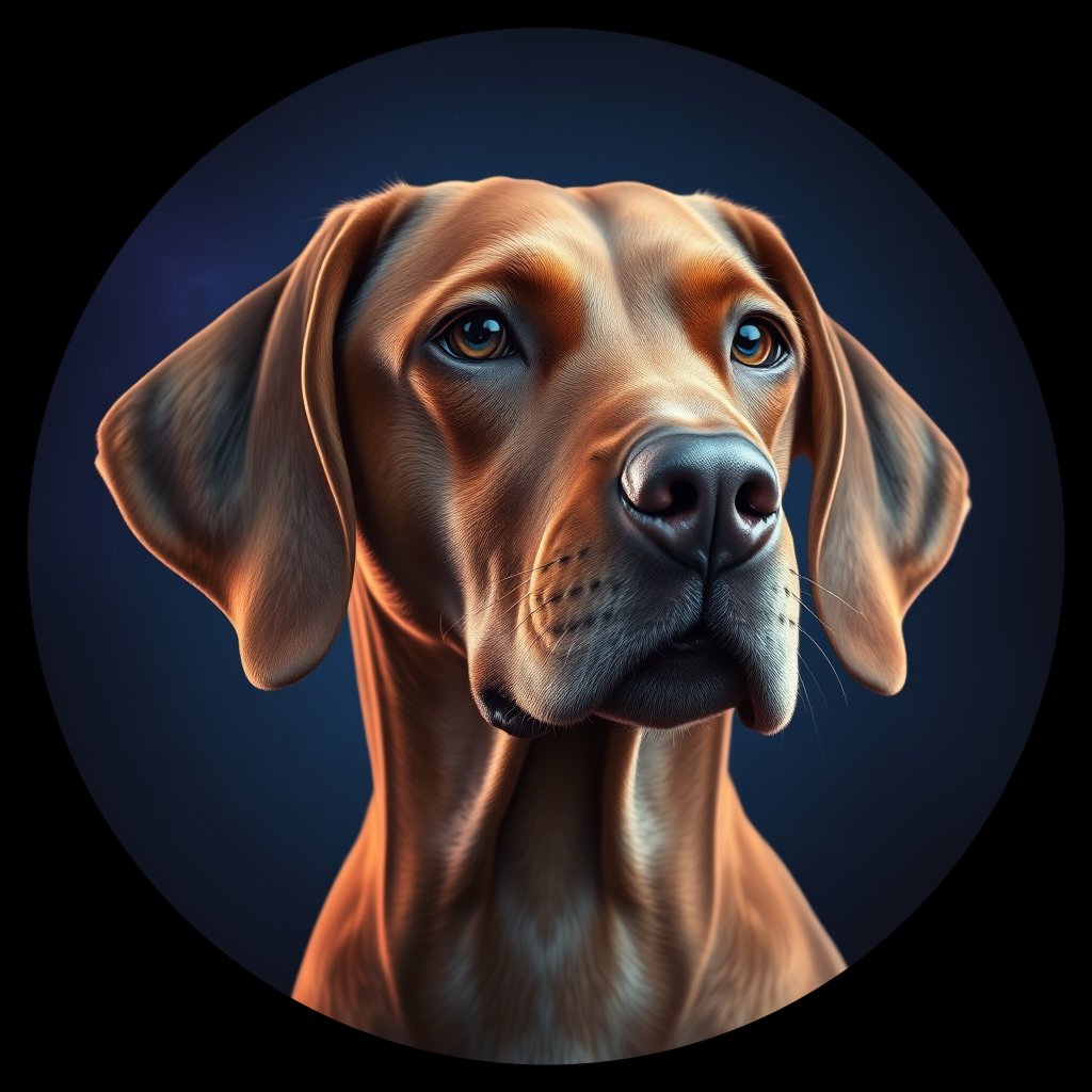 Cosmic medallion portrait of PFZ32D09_PFZ32D09, a Vizsla