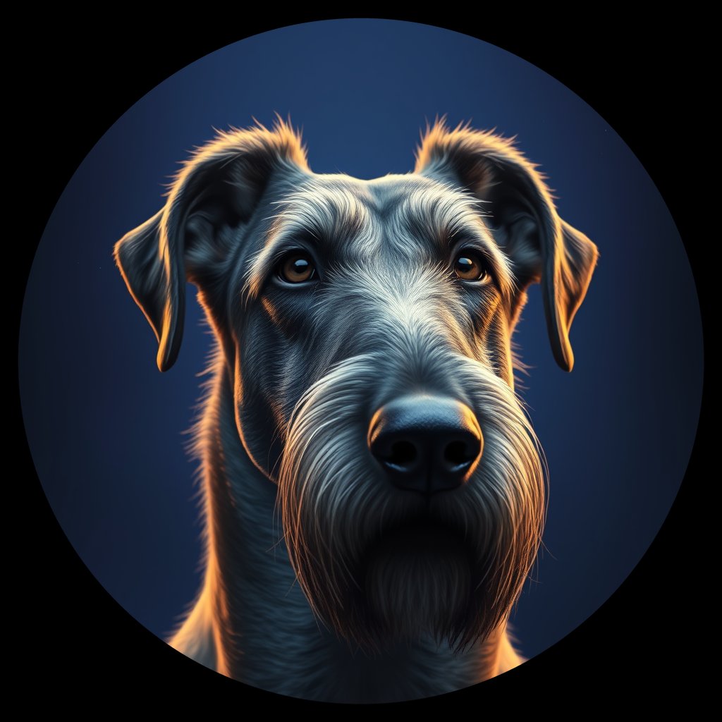 Cosmic medallion portrait of PFZ32D11_PFZ32D11, a Irish Wolfhound