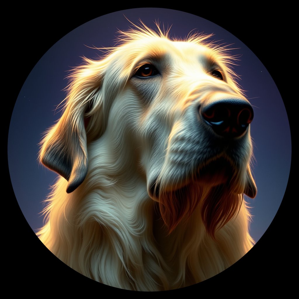 Cosmic medallion portrait of PFZ32D12_PFZ32D12, a Irish Wolfhound