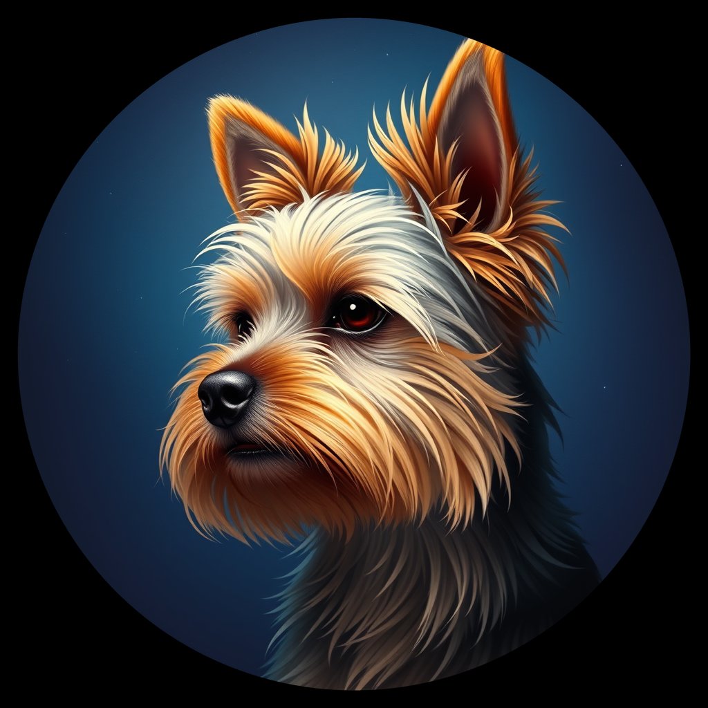 Cosmic medallion portrait of PFZ32E01_PFZ32E01, a Yorkshire Terrier