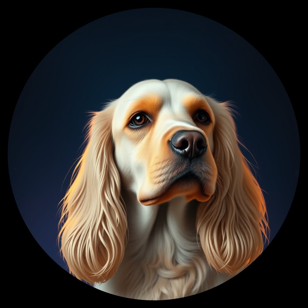 Cosmic medallion portrait of PFZ32E02_PFZ32E02, a American Cocker Spaniel