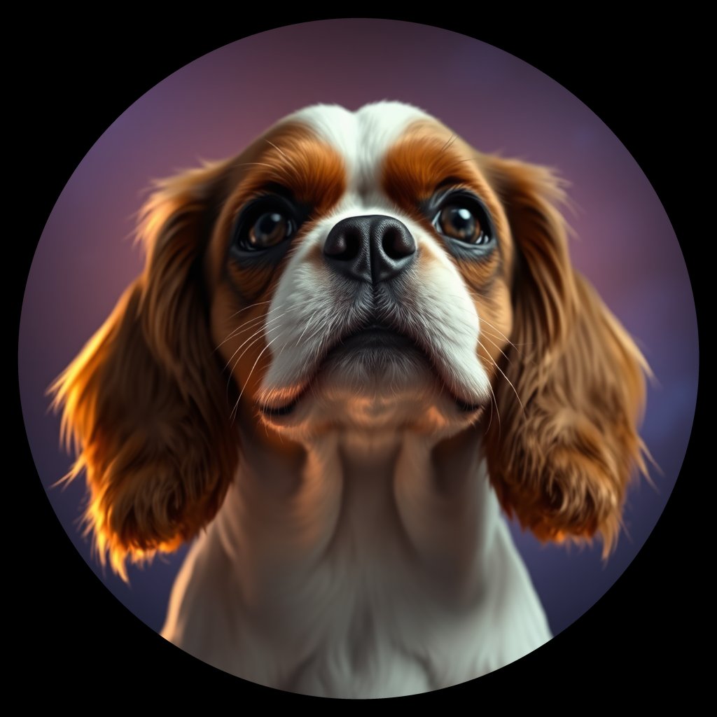 Cosmic medallion portrait of PFZ32E03_PFZ32E03, a Cavalier King Charles Spaniel