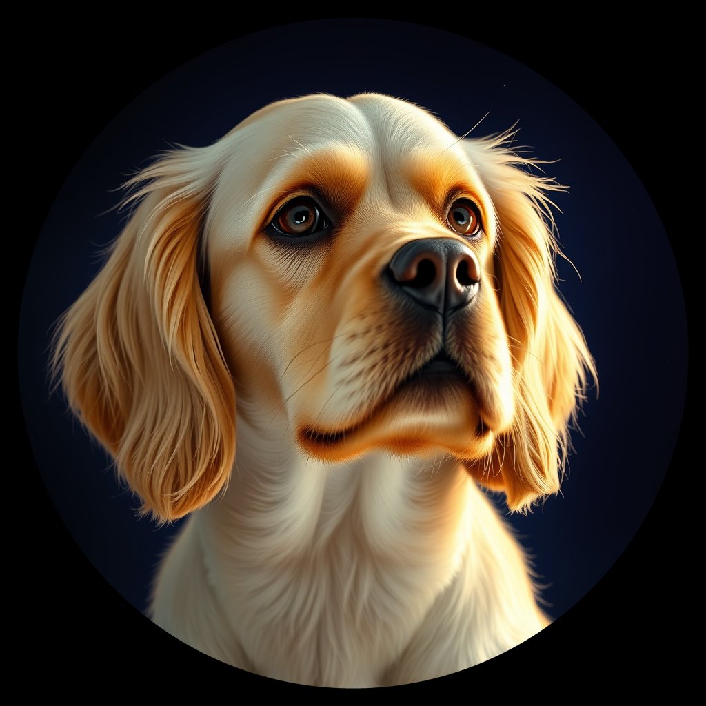 Cosmic medallion portrait of PFZ32E05_PFZ32E05, a American Cocker Spaniel