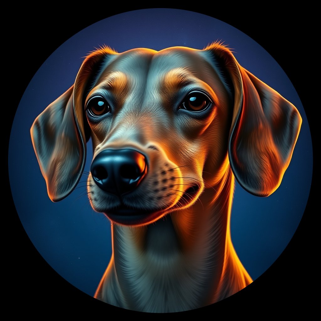Cosmic medallion portrait of PFZ32E06_PFZ32E06, a Dachshund