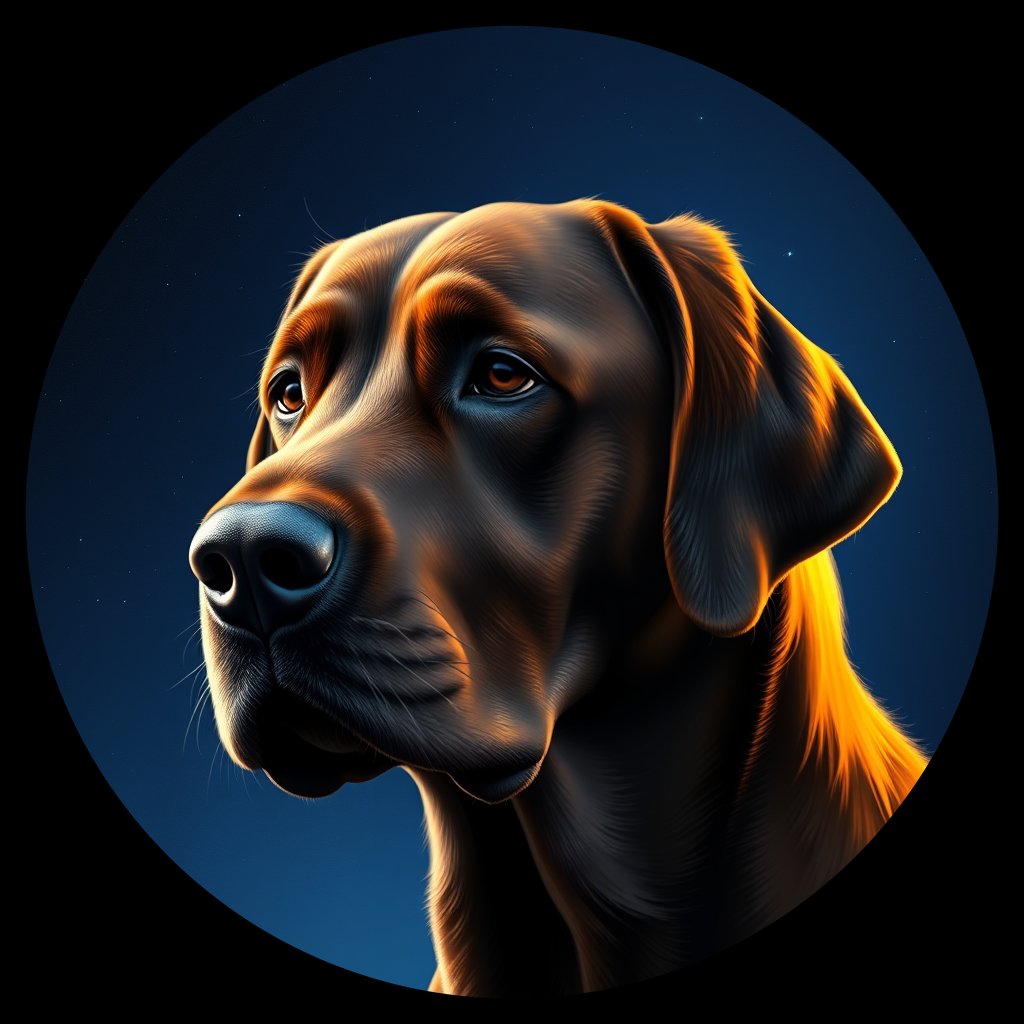 Cosmic medallion portrait of PFZ32E08_PFZ32E08, a Labrador Retriever