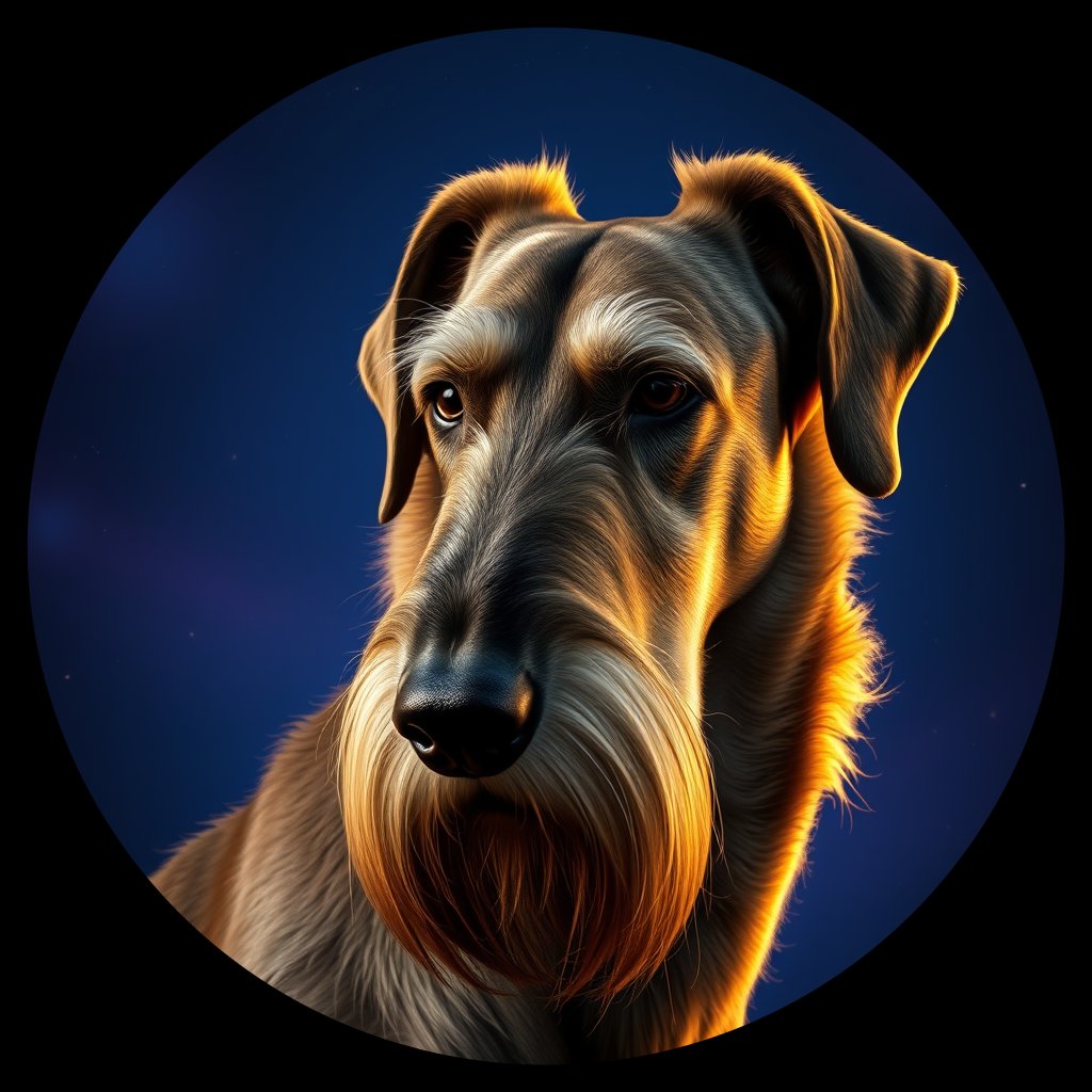 Cosmic medallion portrait of PFZ32E10_PFZ32E10, a Irish Wolfhound