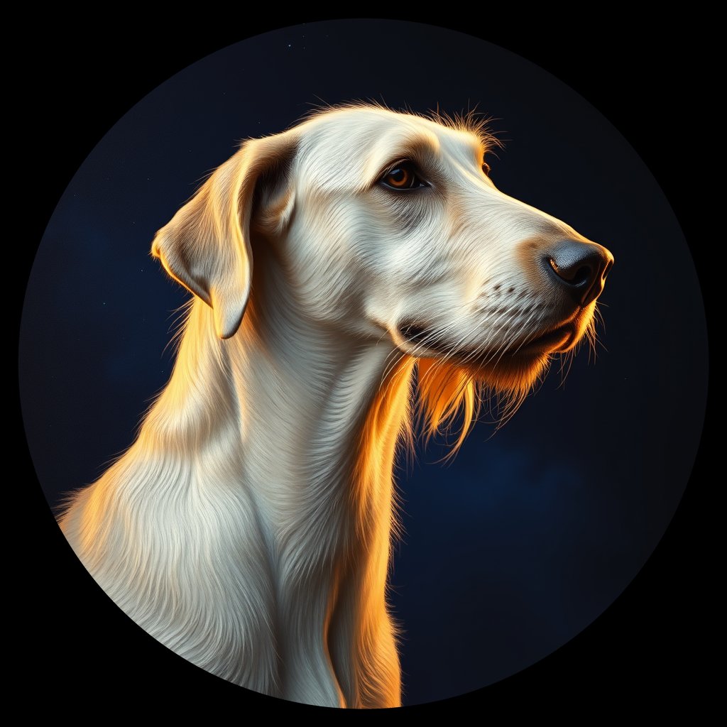 Cosmic medallion portrait of PFZ32E11_PFZ32E11, a Irish Wolfhound