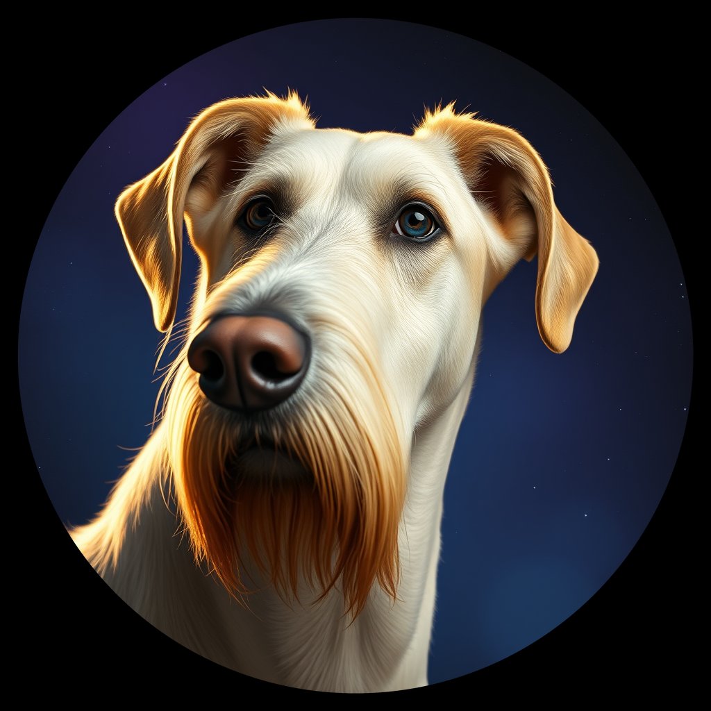 Cosmic medallion portrait of PFZ32E12_PFZ32E12, a Irish Wolfhound