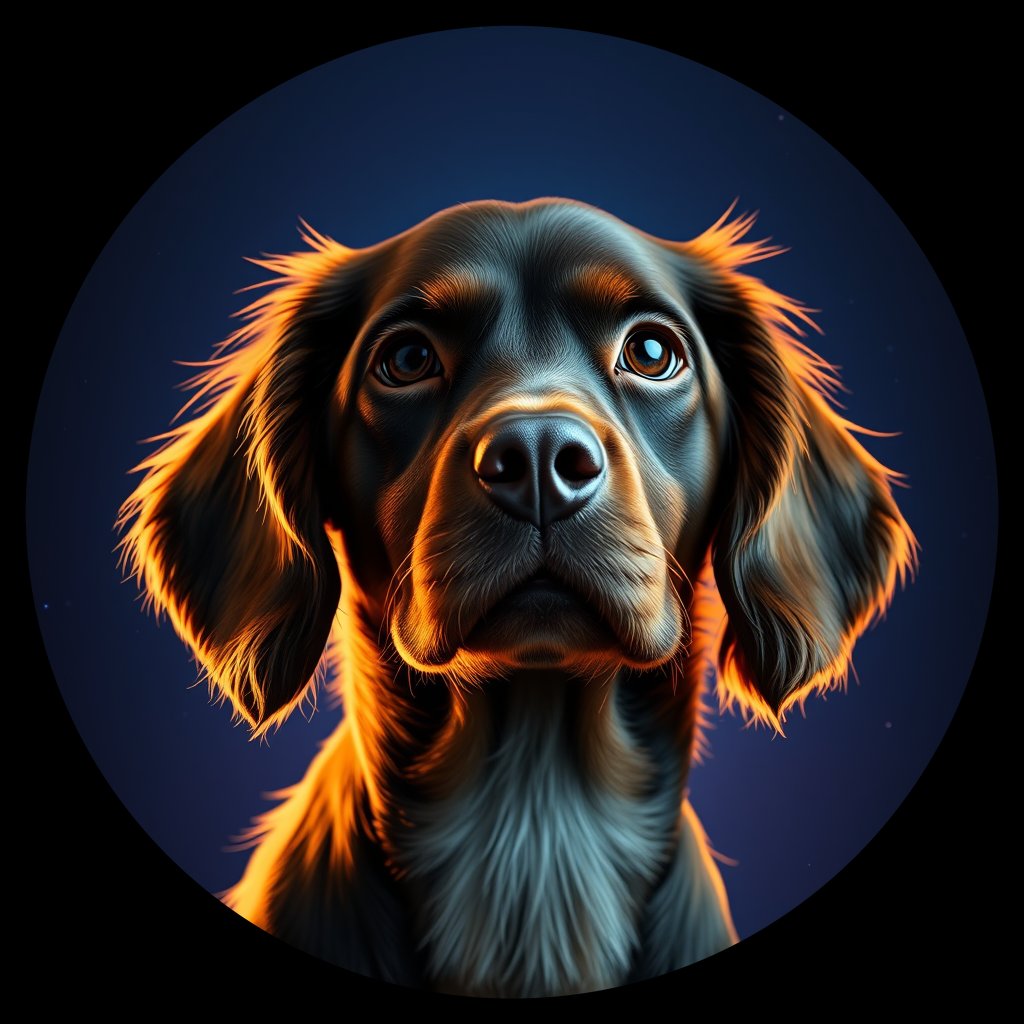 Cosmic medallion portrait of PFZ32F01_PFZ32F01, a American Cocker Spaniel