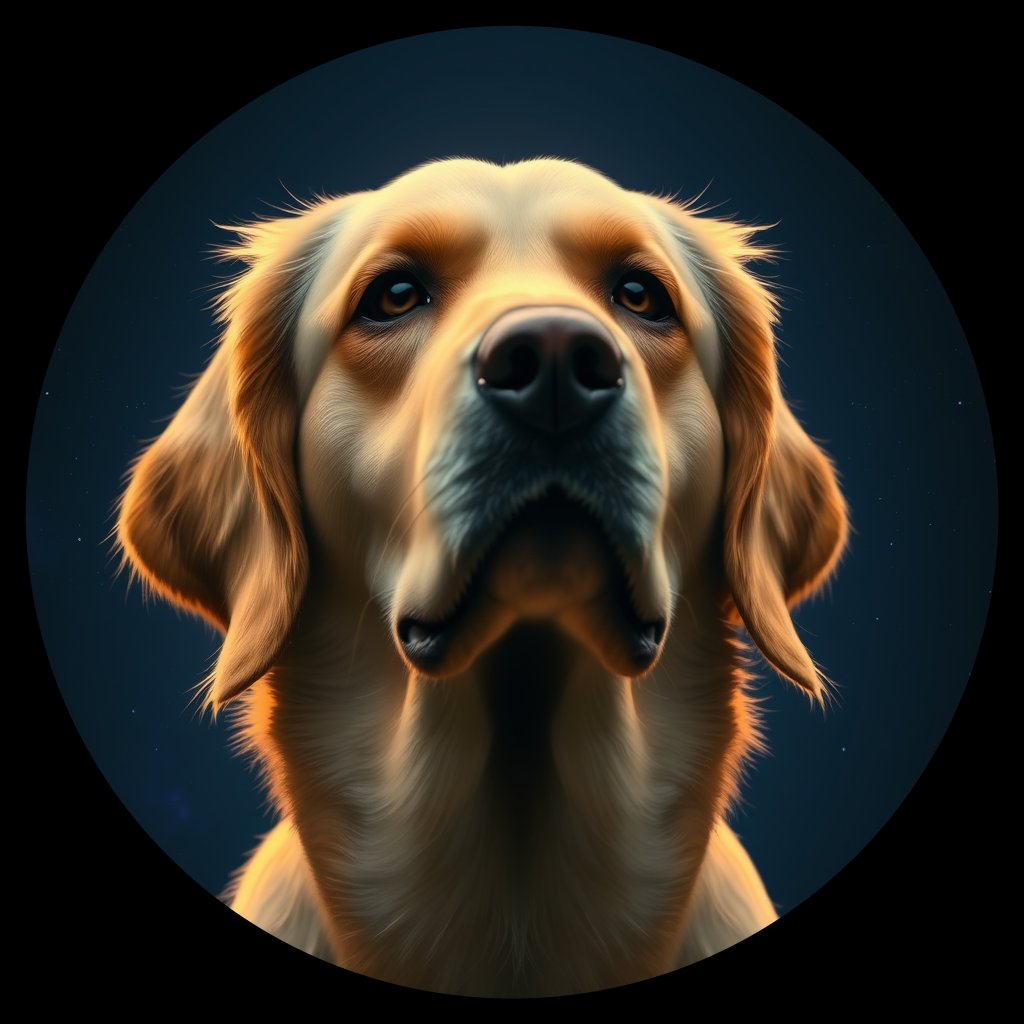 Cosmic medallion portrait of PFZ32F07_PFZ32F07, a Golden Retriever