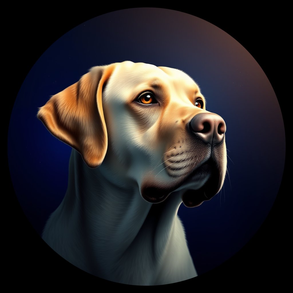 Cosmic medallion portrait of PFZ32F08_PFZ32F08, a Labrador Retriever