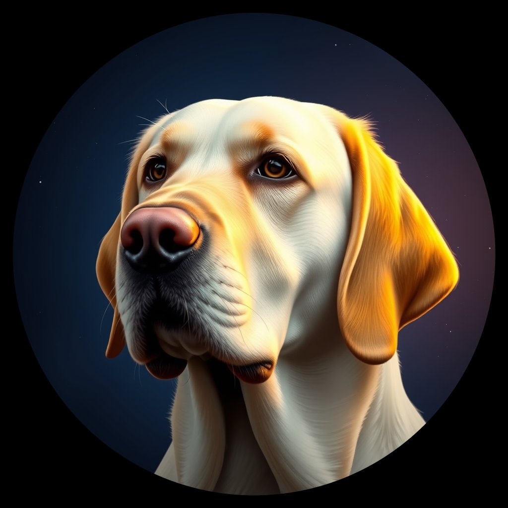 Cosmic medallion portrait of PFZ32F09_PFZ32F09, a Labrador Retriever