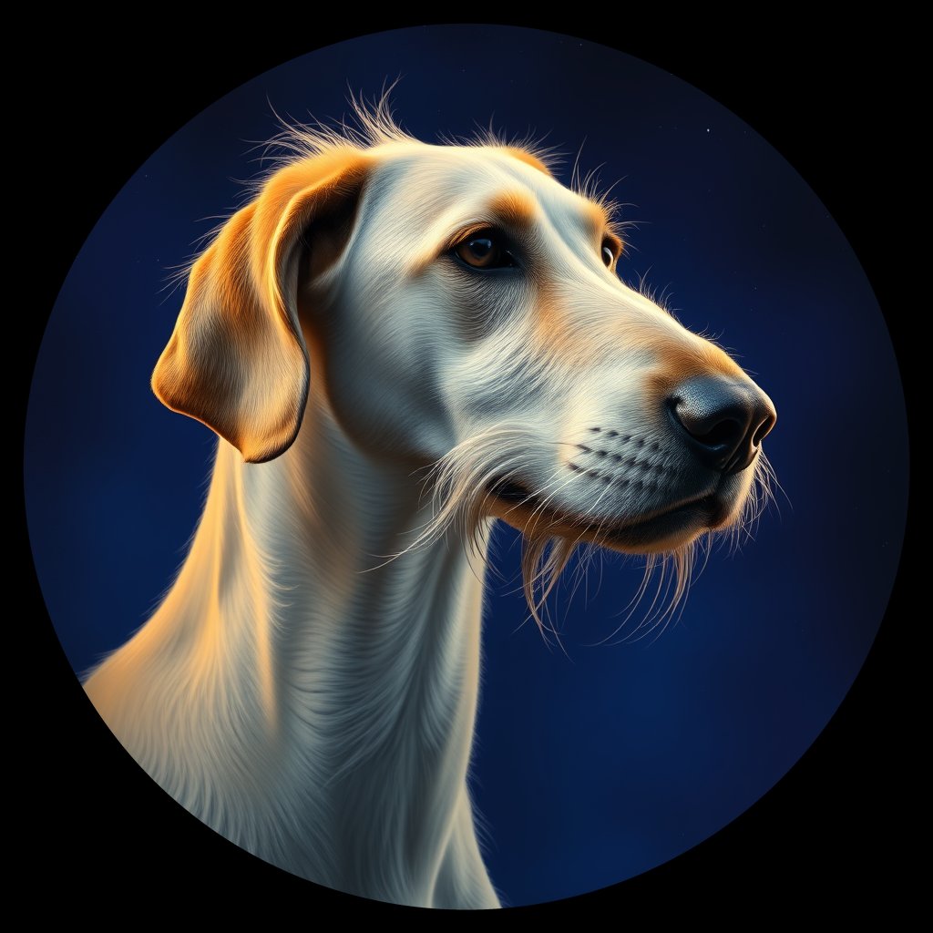 Cosmic medallion portrait of PFZ32F11_PFZ32F11, a Irish Wolfhound
