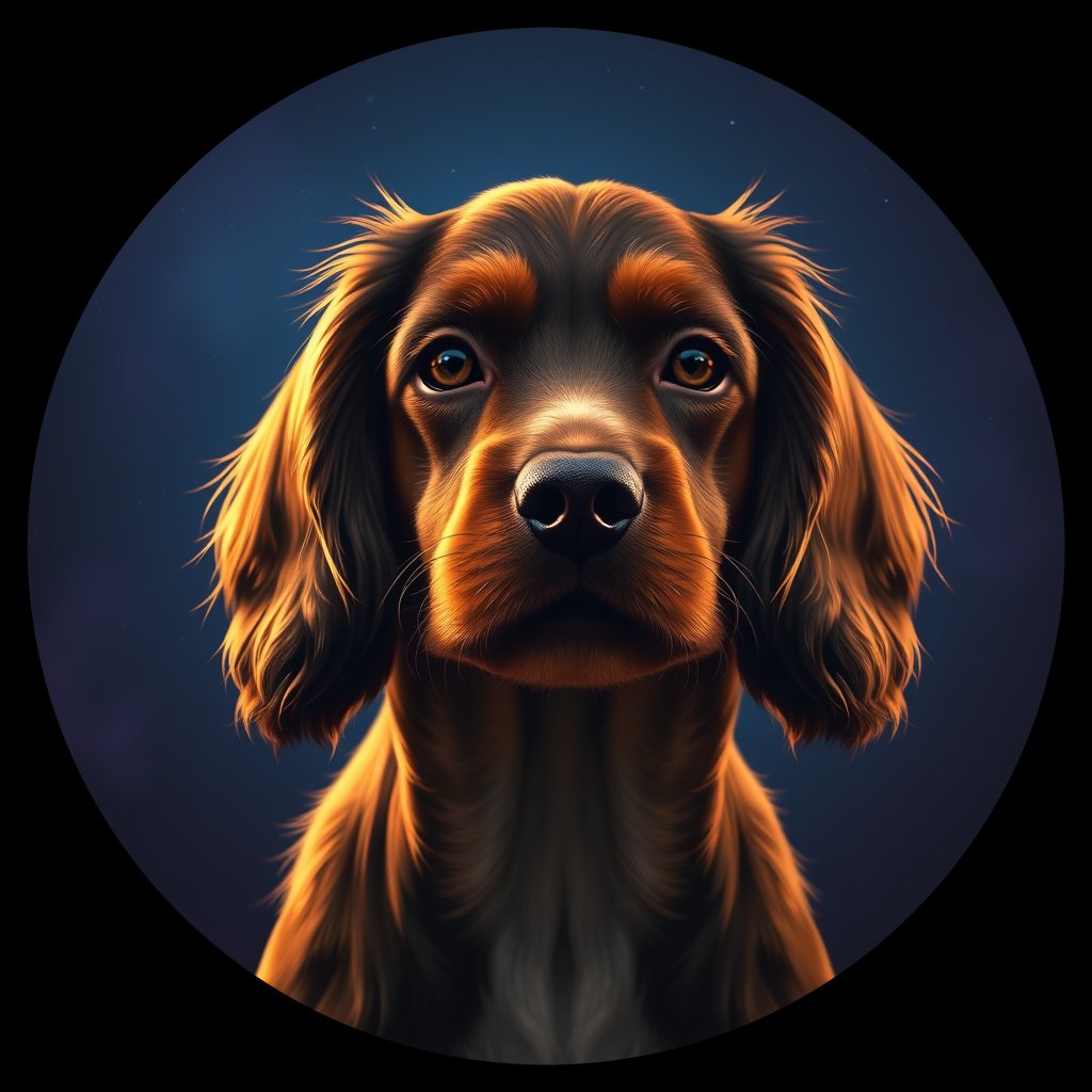 Cosmic medallion portrait of PFZ32G01_PFZ32G01, a American Cocker Spaniel