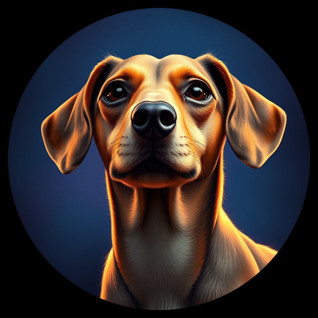 Cosmic medallion portrait of PFZ32G03_PFZ32G03, a Dachshund