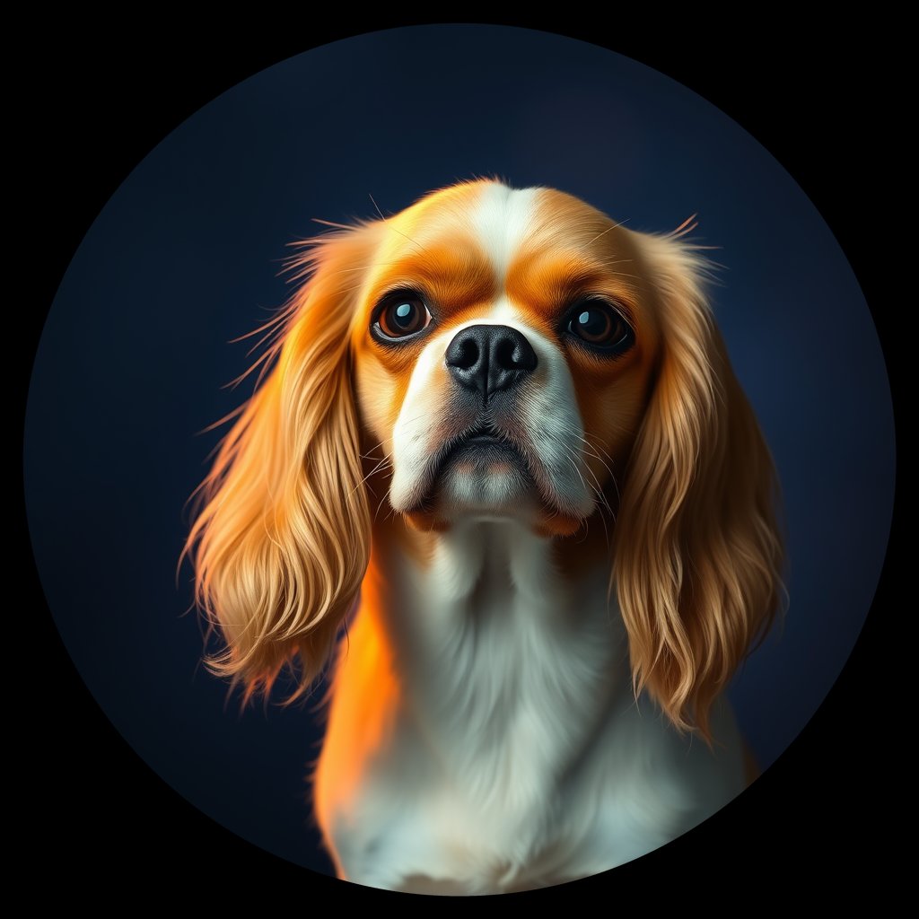 Cosmic medallion portrait of PFZ32G05_PFZ32G05, a Cavalier King Charles Spaniel