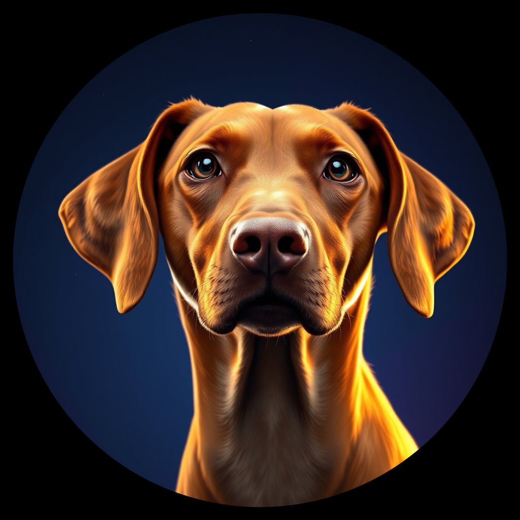 Cosmic medallion portrait of PFZ32G08_PFZ32G08, a Vizsla