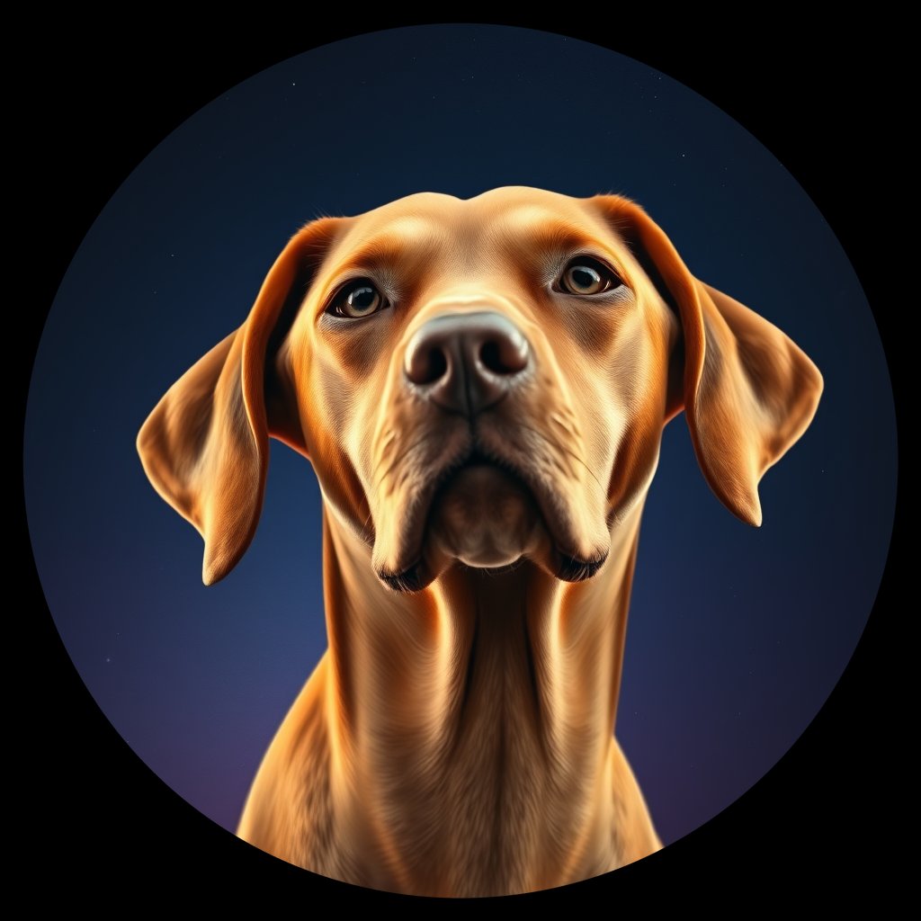Cosmic medallion portrait of PFZ32G09_PFZ32G09, a Vizsla