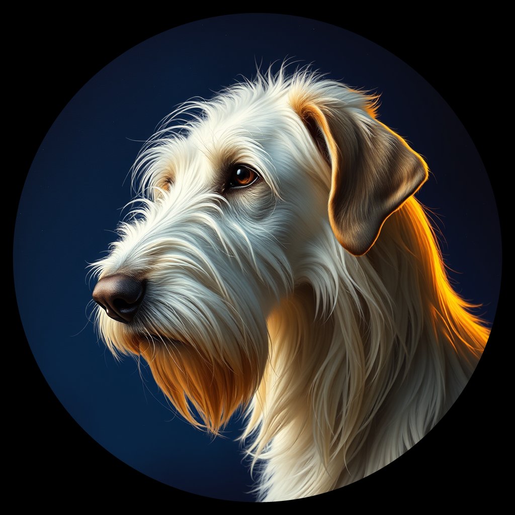 Cosmic medallion portrait of PFZ32G11_PFZ32G11, a Irish Wolfhound