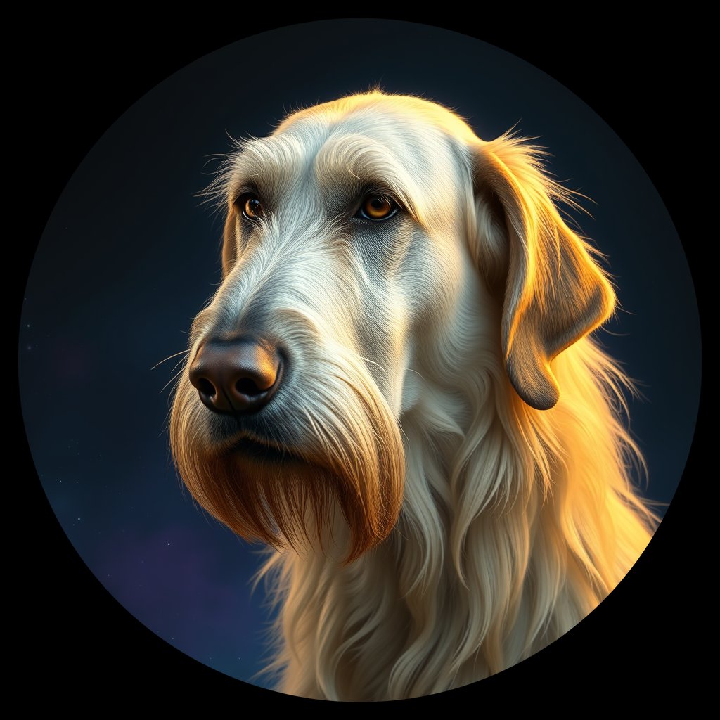 Cosmic medallion portrait of PFZ32G12_PFZ32G12, a Irish Wolfhound
