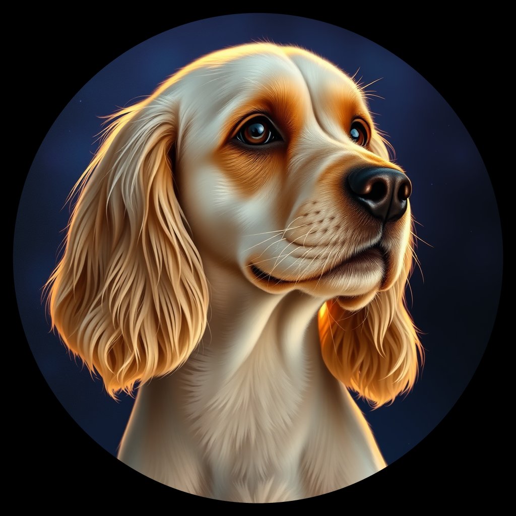 Cosmic medallion portrait of PFZ32H01_PFZ32H01, a American Cocker Spaniel