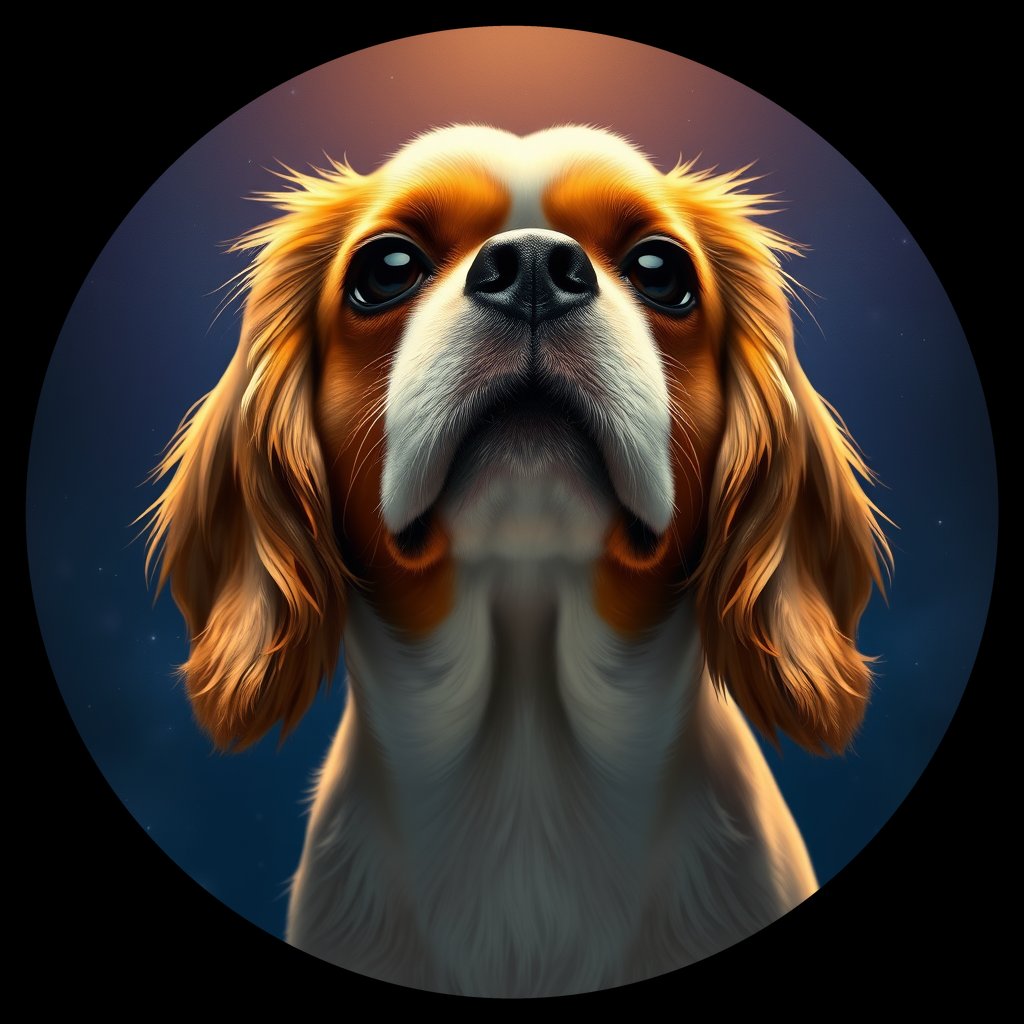 Cosmic medallion portrait of PFZ32H03_PFZ32H03, a Cavalier King Charles Spaniel