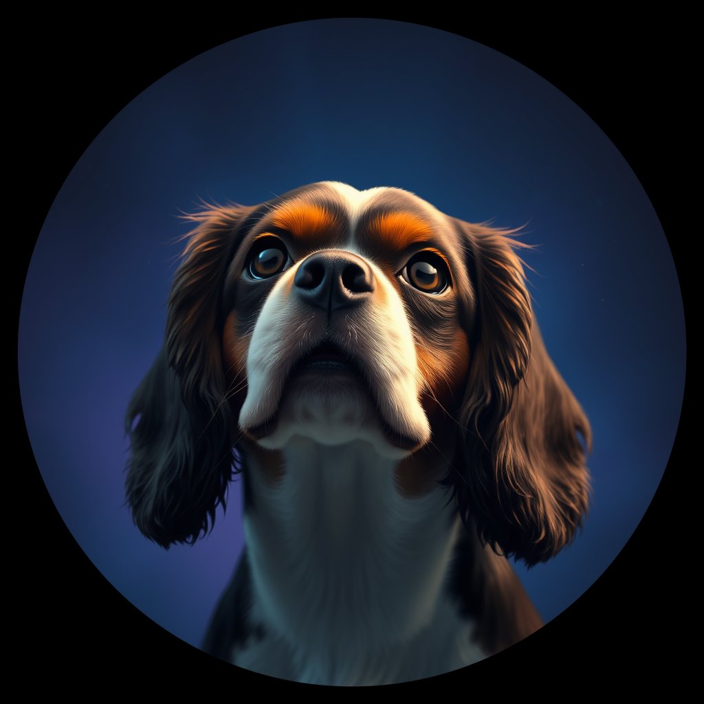 Cosmic medallion portrait of PFZ32H04_PFZ32H04, a Cavalier King Charles Spaniel