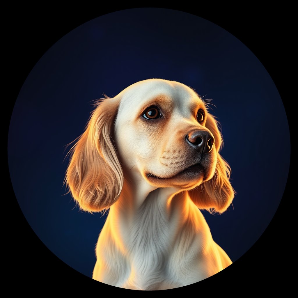 Cosmic medallion portrait of PFZ32H05_PFZ32H05, a American Cocker Spaniel