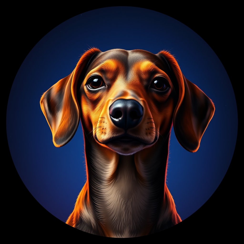 Cosmic medallion portrait of PFZ32H06_PFZ32H06, a Dachshund