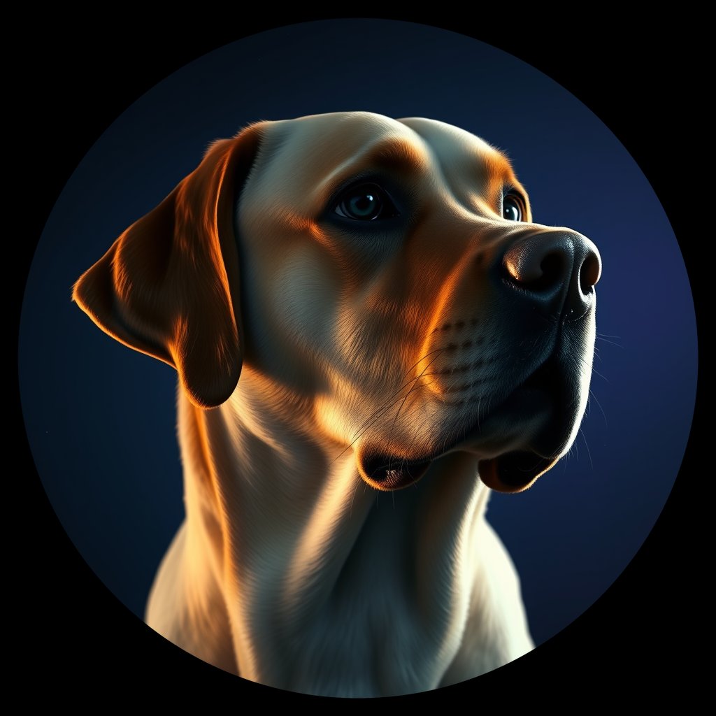 Cosmic medallion portrait of PFZ32H08_PFZ32H08, a Labrador Retriever