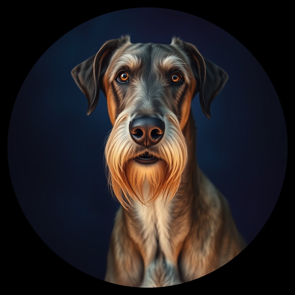 Cosmic medallion portrait of PFZ32H11_PFZ32H11, a Irish Wolfhound