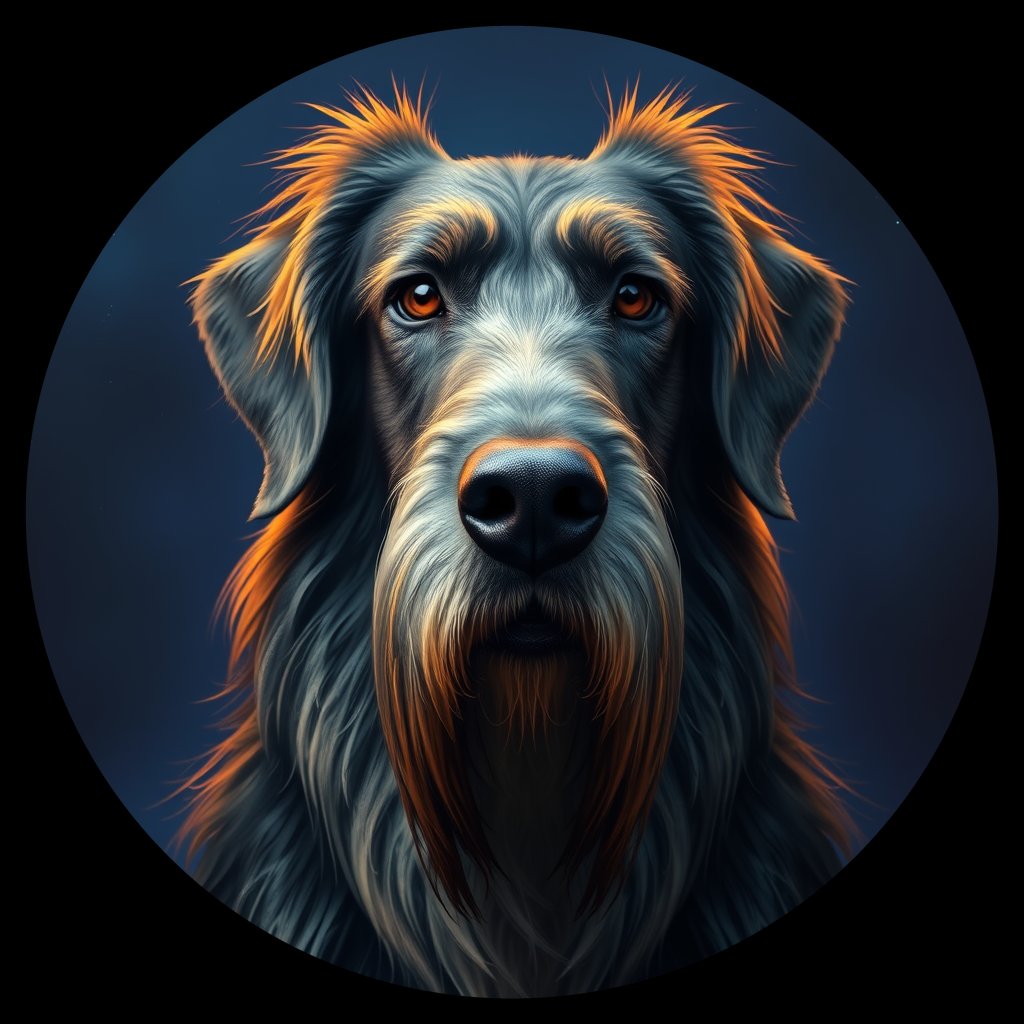 Cosmic medallion portrait of PFZ32H12_PFZ32H12, a Irish Wolfhound