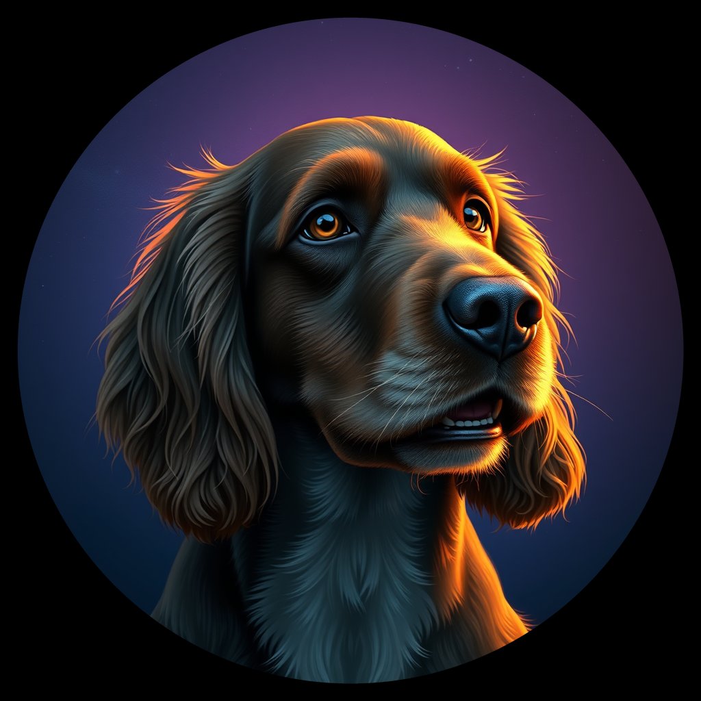 Cosmic medallion portrait of PFZ33A01_PFZ33A01, a American Cocker Spaniel