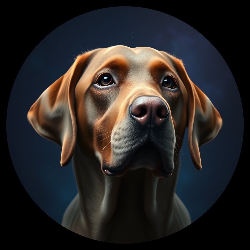 Cosmic medallion portrait of PFZ33A02_PFZ33A02, a Labrador Retriever