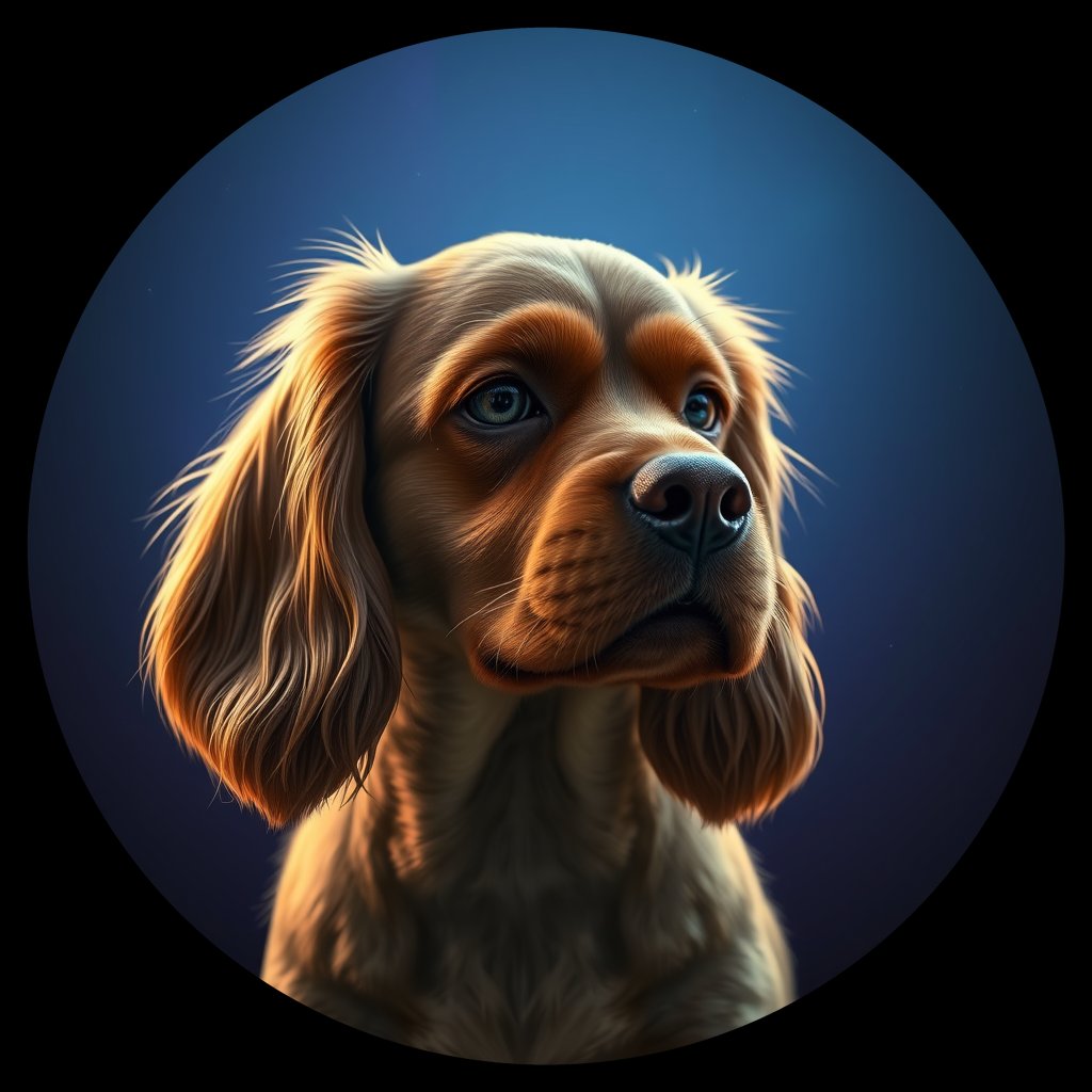 Cosmic medallion portrait of PFZ33A04_PFZ33A04, a American Cocker Spaniel