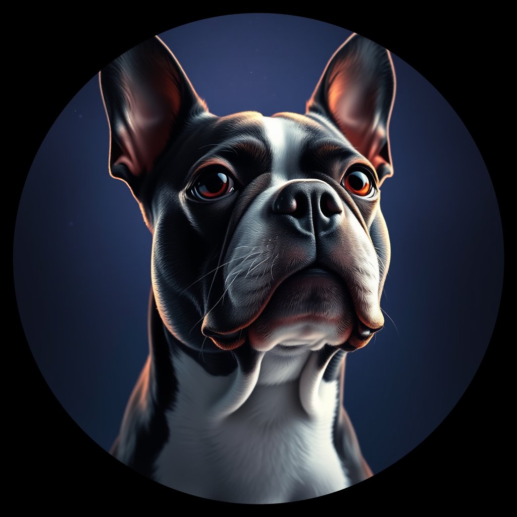 Cosmic medallion portrait of PFZ33A06_PFZ33A06, a Boston Terrier