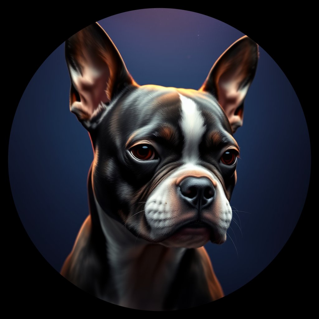 Cosmic medallion portrait of PFZ33A07_PFZ33A07, a Boston Terrier