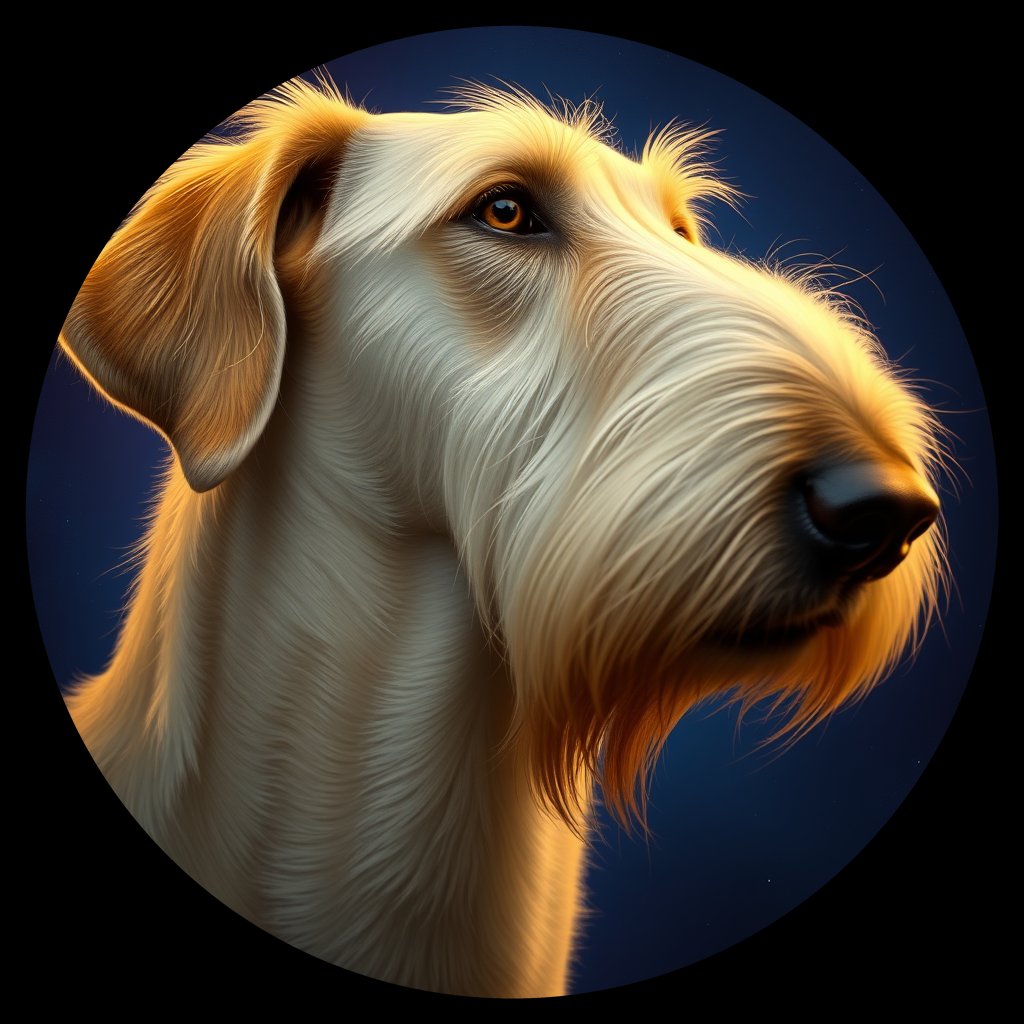 Cosmic medallion portrait of PFZ33A09_PFZ33A09, a Irish Wolfhound