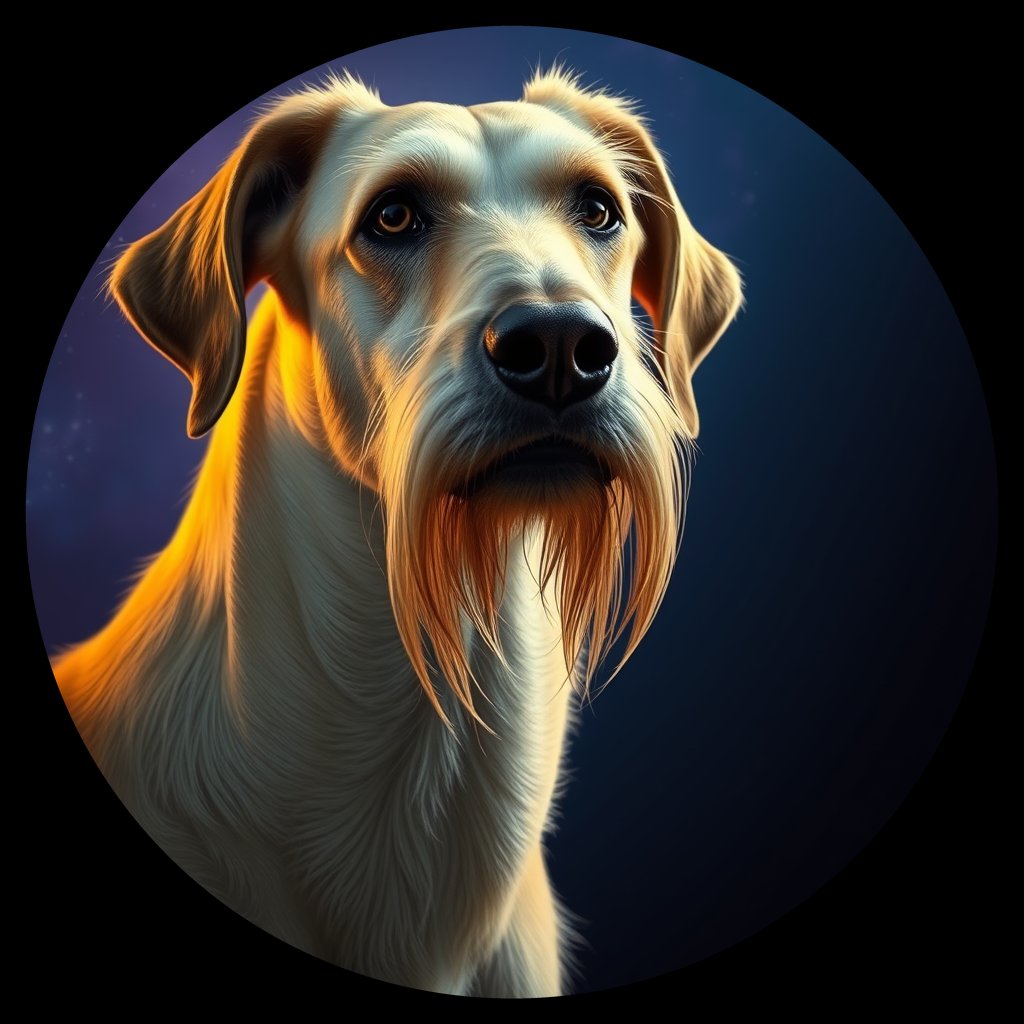Cosmic medallion portrait of PFZ33A10_PFZ33A10, a Irish Wolfhound