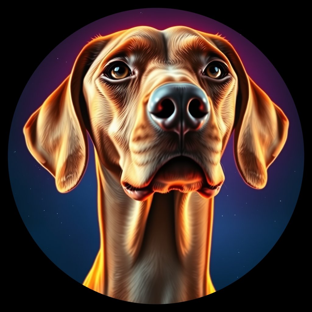 Cosmic medallion portrait of PFZ33B02_PFZ33B02, a Vizsla