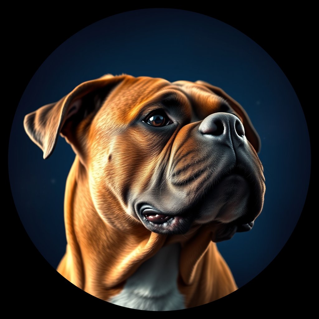 Cosmic medallion portrait of PFZ33B03_PFZ33B03, a Boxer