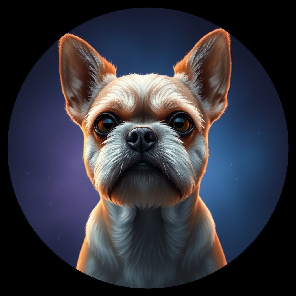 Cosmic medallion portrait of PFZ33B04_PFZ33B04, a Shih Tzu