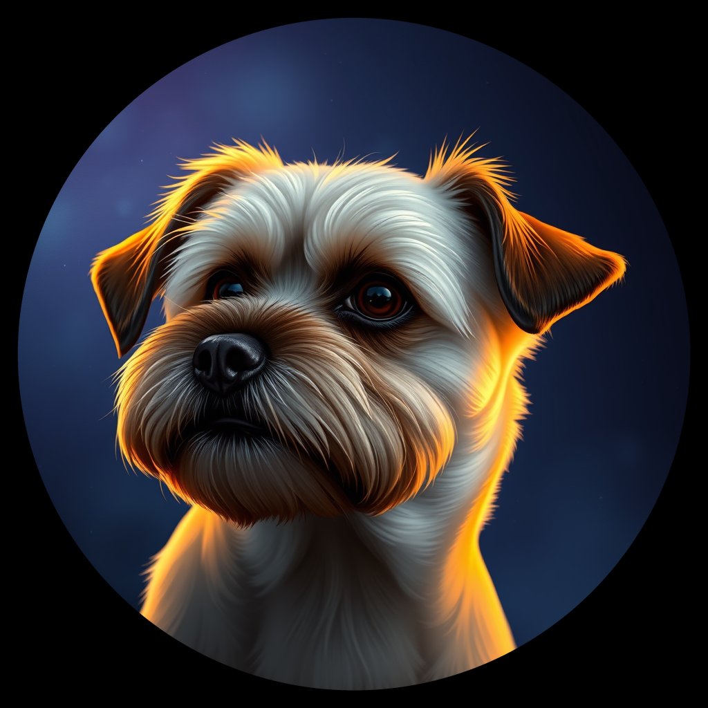 Cosmic medallion portrait of PFZ33B05_PFZ33B05, a Shih Tzu