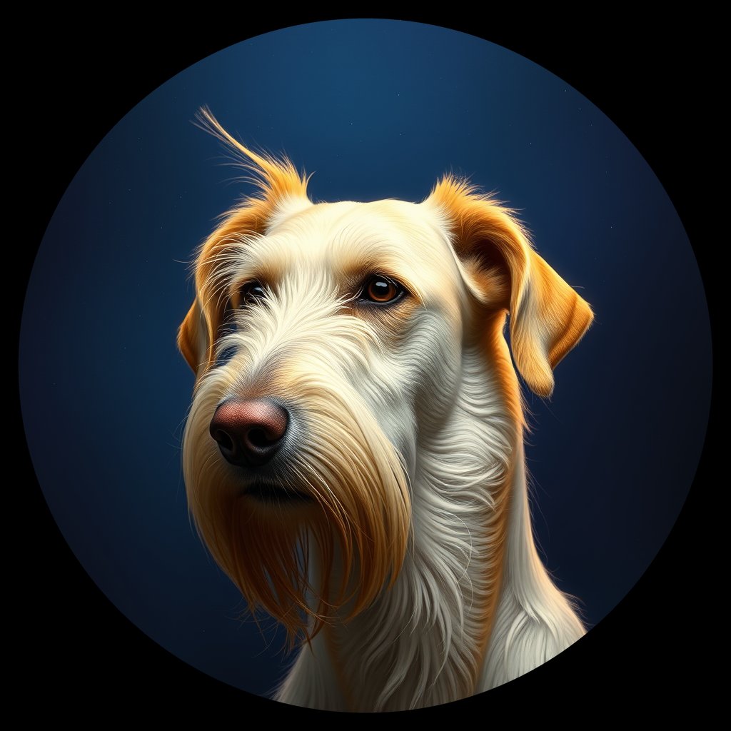 Cosmic medallion portrait of PFZ33B08_PFZ33B08, a Irish Wolfhound